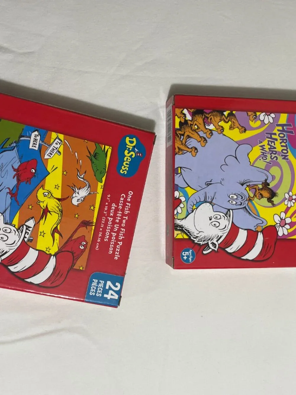 Dr. Seuss 24 Piece Puzzle Lot of 2 Horton Hears A Who & One Fish Two Fish 2021